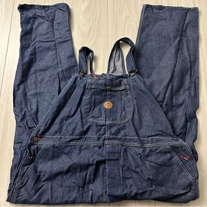 Red Kap 1923 Men's 52 x 32 Jean Dark wash Bib Work Farmer Overalls button fly